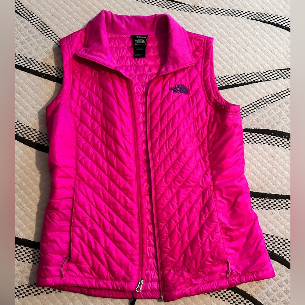 North Face down vest, hot pink